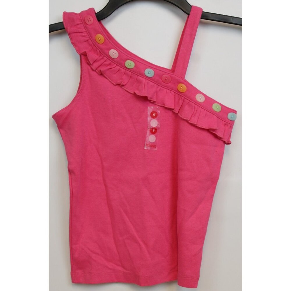 2009 Gymboree Happy Rainbow Shirt sz 9 Coral Pink Tank Top Asymmetrical Buttons